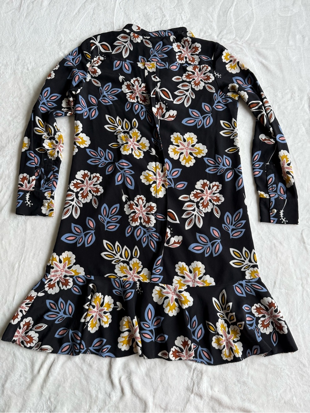 Tory Burch Jane Floral Silk Long Sleeve Dress - Picture 14 of 16